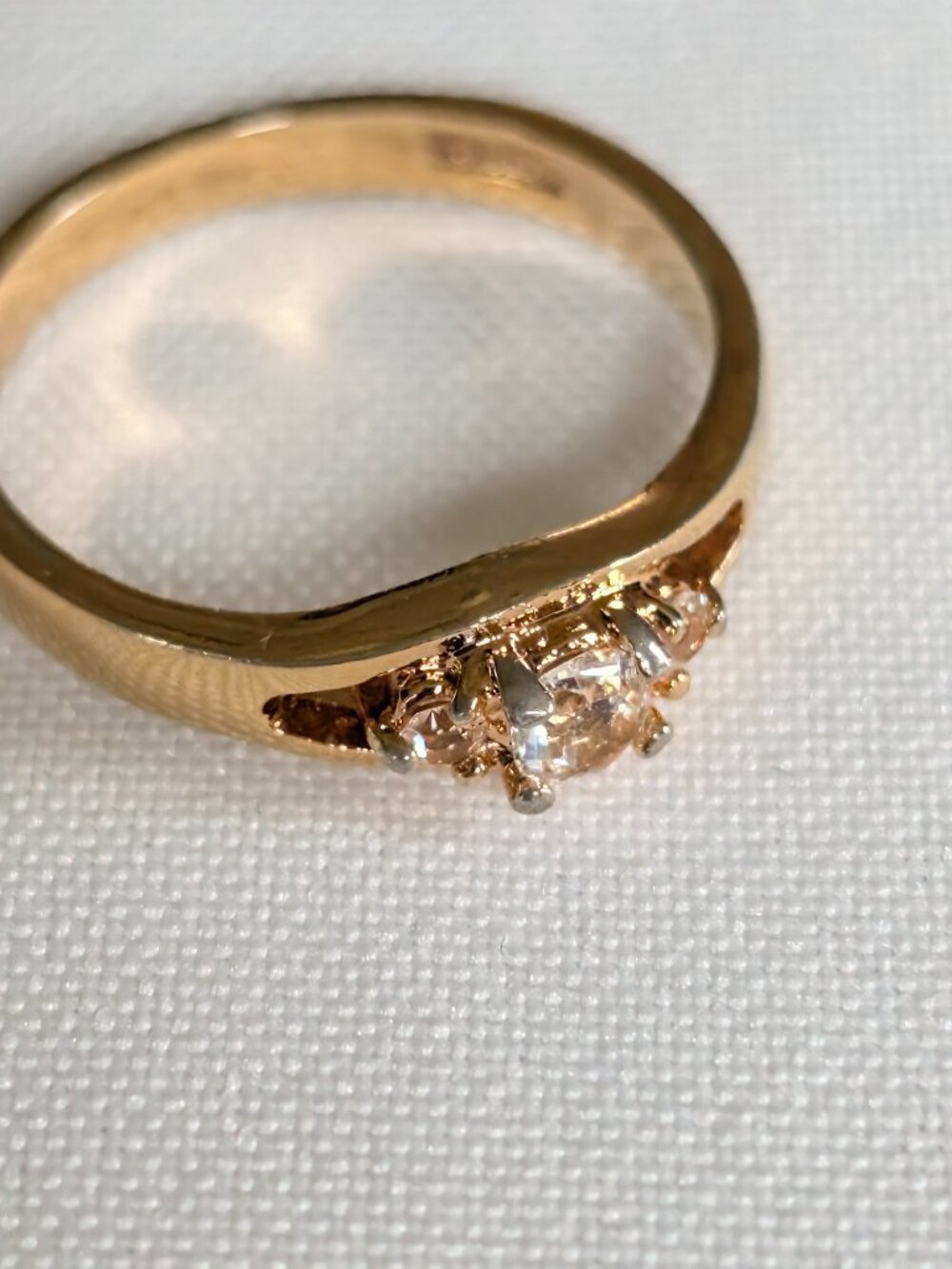 Gold-toned Crystal CZ Ring Vintage Size 8.75 - Picture 2 of 10